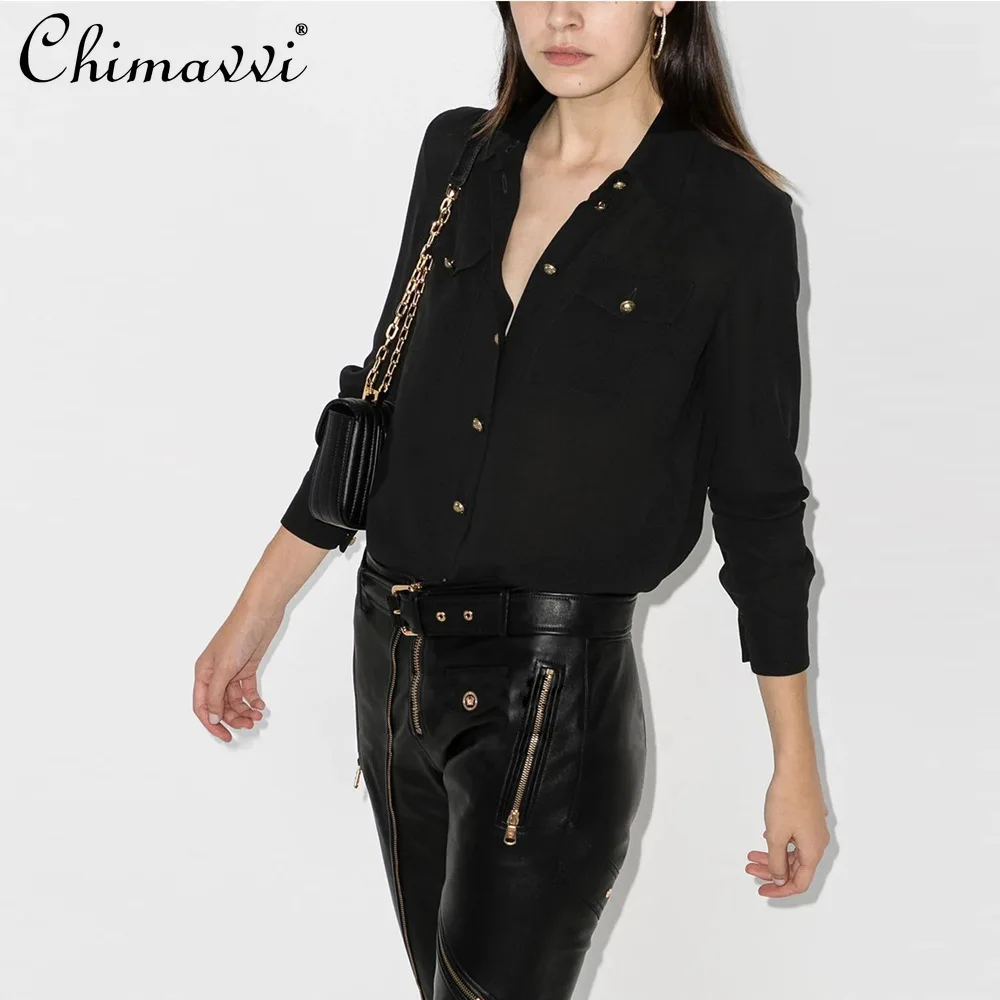 2024 Autumn New OL Fashion Satin Shirt Socialite Comfortable All-Match Long Sleeve Loose Casual High-End Blouse Women Tops