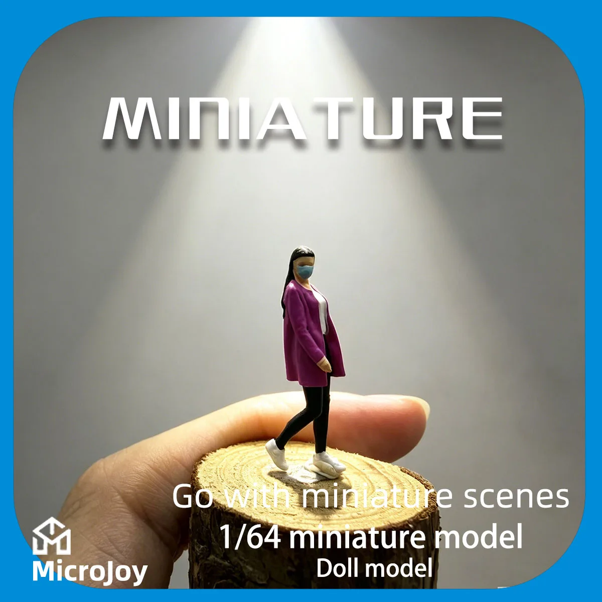 Miniature Figure Model 1:64 Scale Female Figure Wearing a Mask, Suitable for Ho Scale Train Dioramas, DIY Scenery, Creative Scenes, Mini Scene Sets, and Miniature Scene Accessories