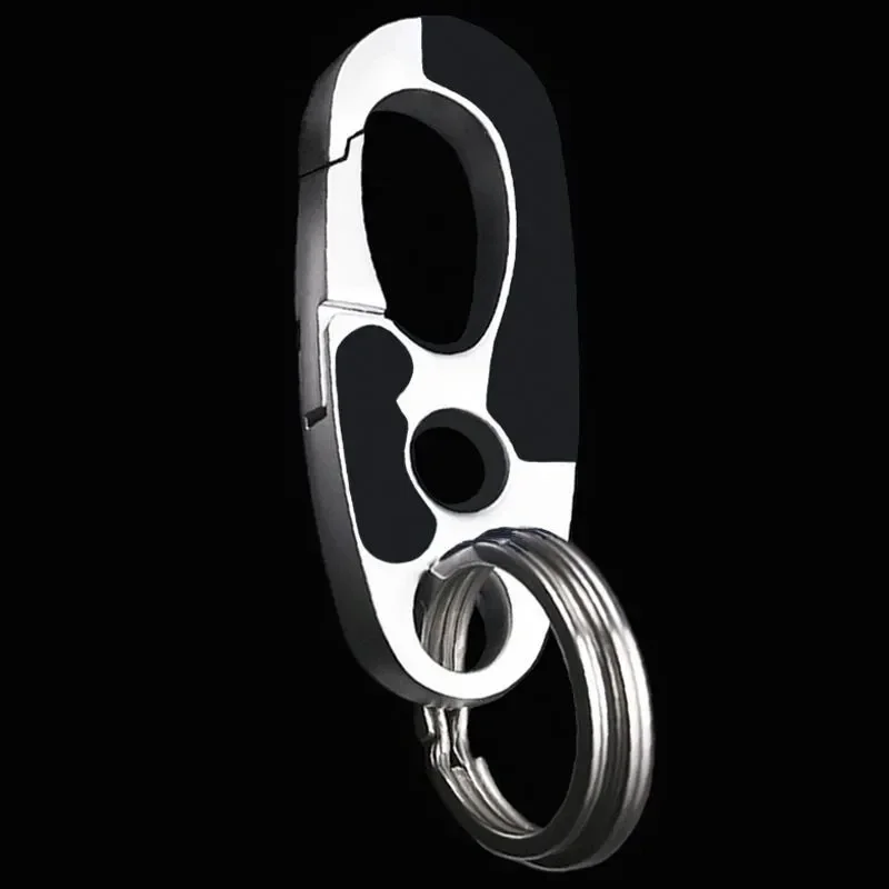 Classic Minimalist Creative Men Metal Pendant Keychain Waist Hanging Double Ring Car Trinket Keyring Bag Ornaments Accessories