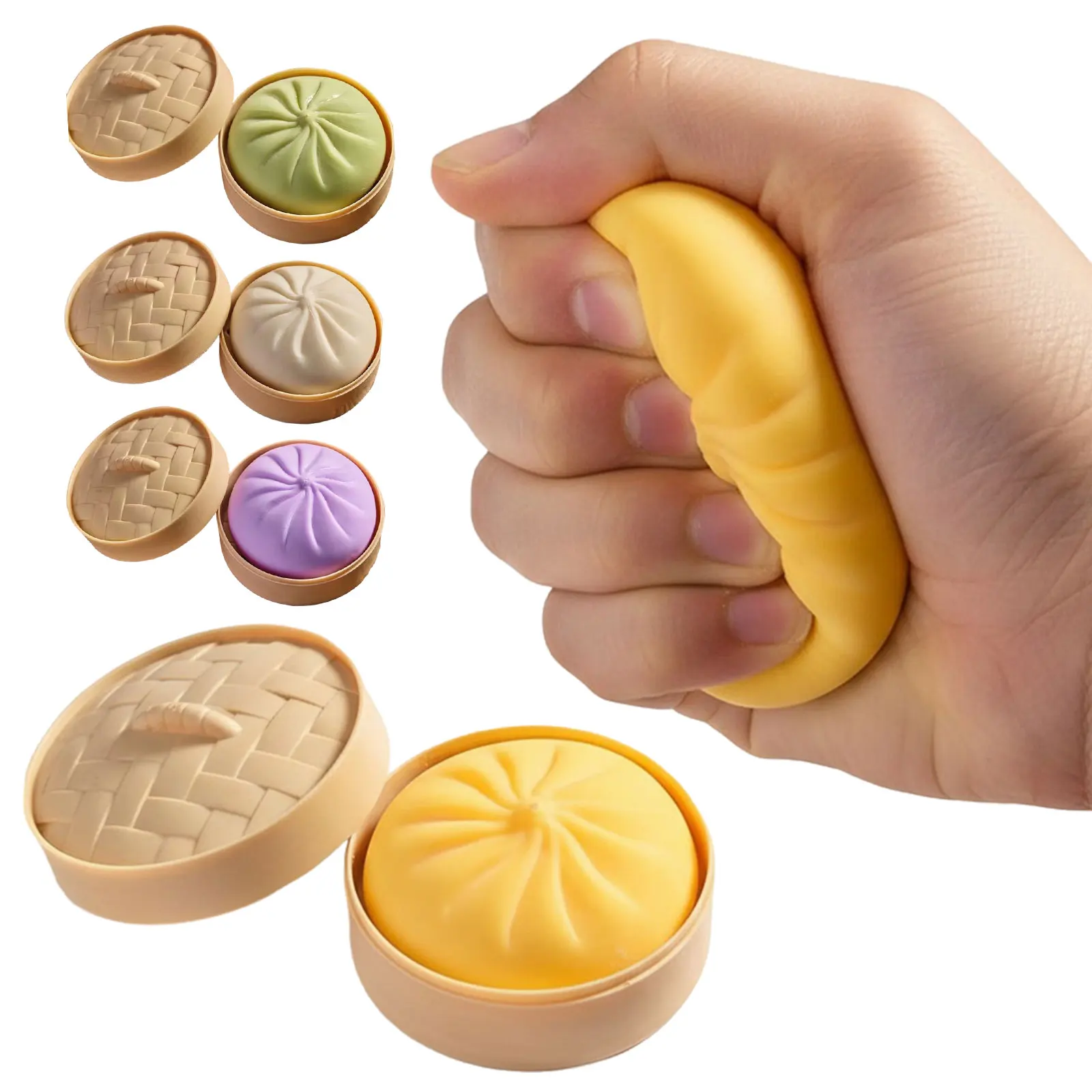 

Игрушка-антистресс Bun Bao Squeeze Dough Ball: медленно восстанавливающая форму, эластичная, для рабочего стола, с пароваркой для еды, подарки на день рождения и праздники для детей, аутистов, людей с СДВГ