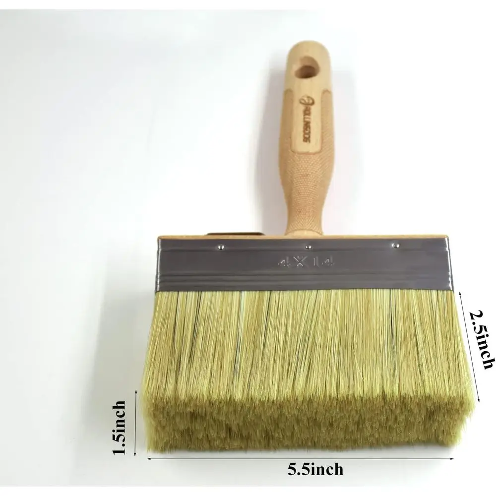 5.5 Large Limewash Deck Stain Brush - Wood Handle for Wall, Wood, and Floor Painting