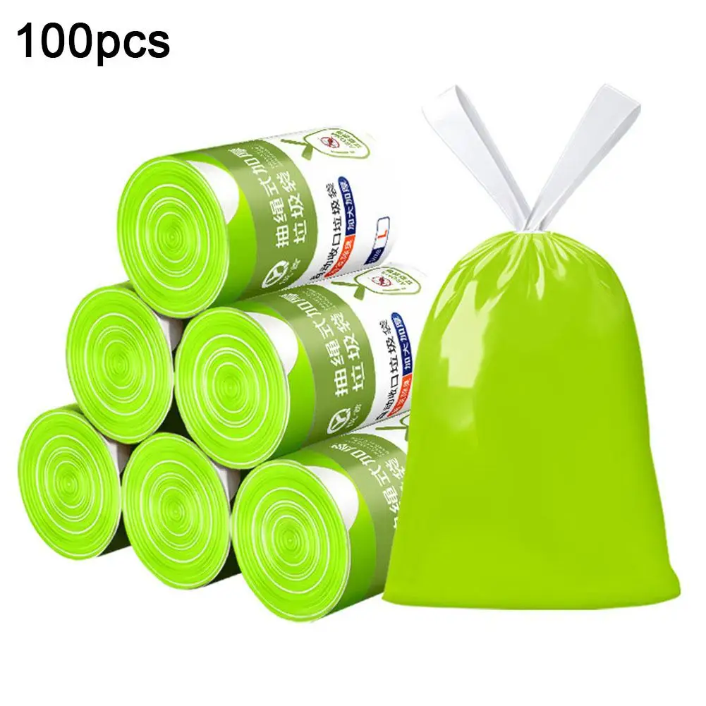 100PCS Drawstring Trash Bags, Thickened Large Kitchen Garbage Bags, Auto Pull & Tie Tall Kitchen Bags For Home