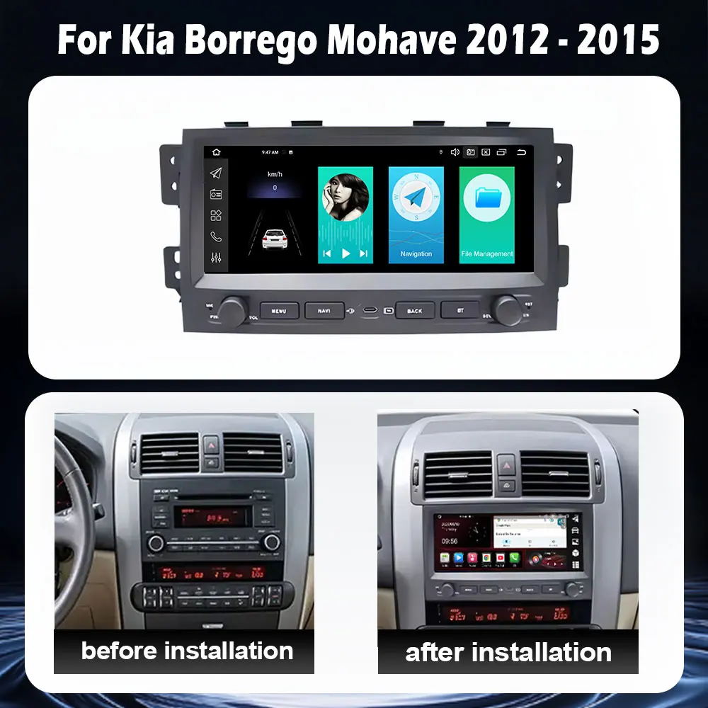 BT Android 16 For Kia Borrego Mohave 2012-2015 Car Multimedia Player 4G WIFI Carplay QLED Screen Radio Stereo GPS Navigation DSP