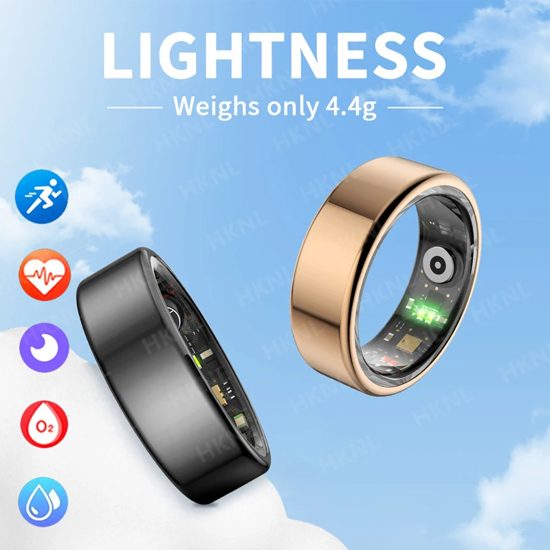 

For HUAWEI XIAOMI Men Smart Ring Military Grade Titanium Steel Shell Health Monitoring IP68 & 3ATM Waterproof Multi-sport Modes