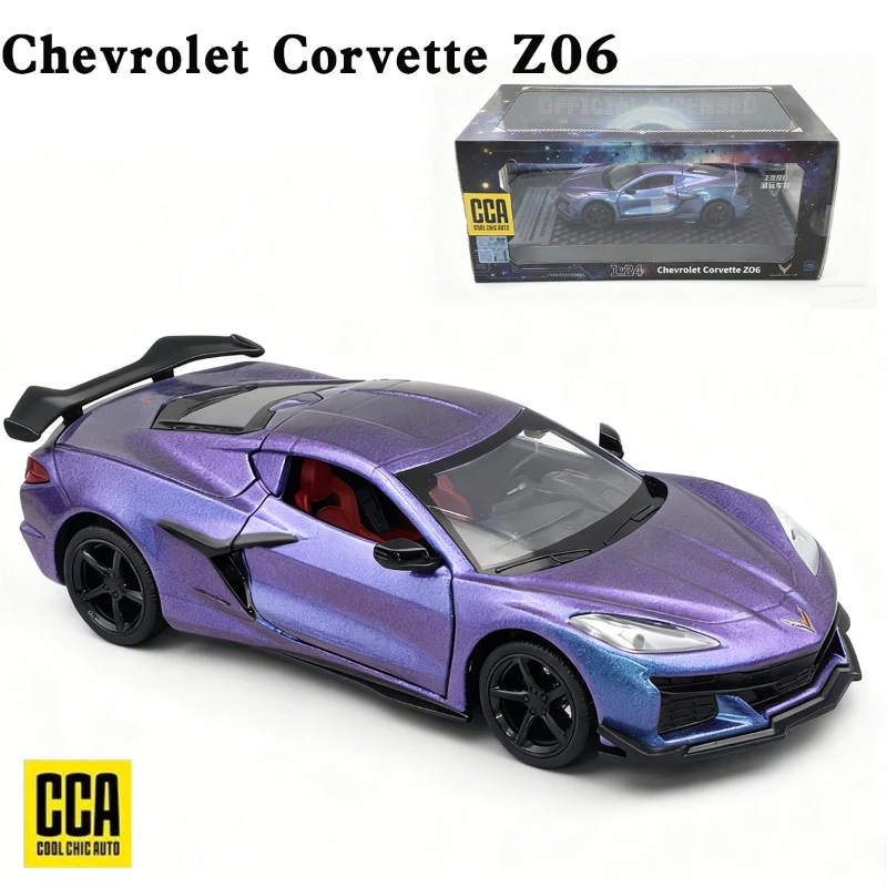 CCA Diecast 1/24 كورفيت Z06 سبيكة سوبر سيارة نموذج مقلد الصوت ضوء لعبة مجموعة السيارات مصغرة Voiture ديكور المنزل #1