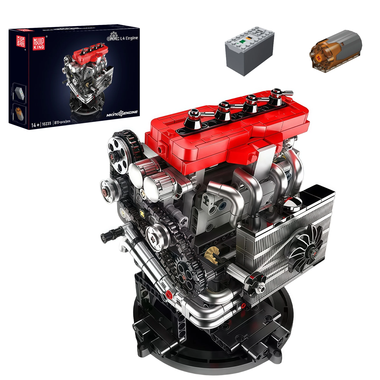 

Mould King 811pcs 10235 Retro Inline 4-cylinder Engine Model Small Building Blocks Model PF Motor Display Holiday Gift For Kids
