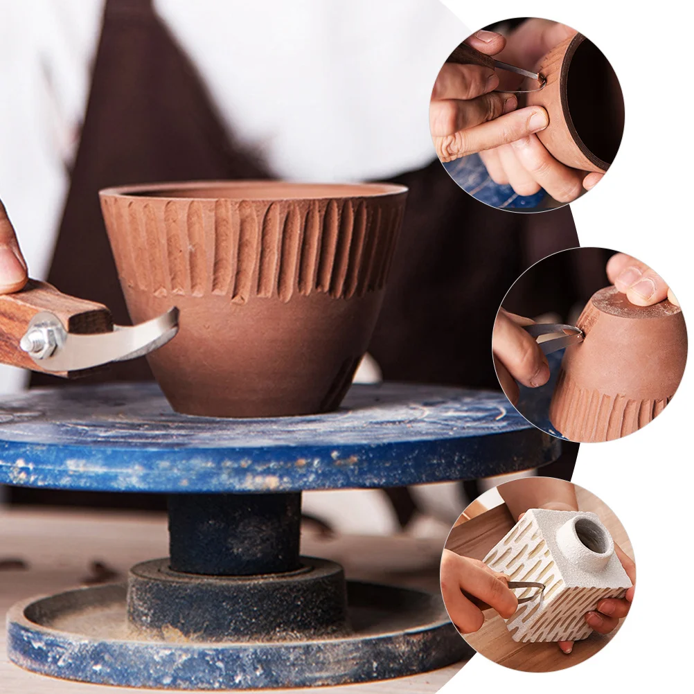 

Pottery Clay Carving Tool Metal Sculpture Hand Tool Wooden Handle DIY Craft Sculpting Tools Wood Handle Pottery Tools