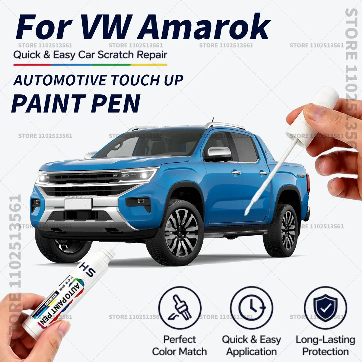 Quick Dry Car Touch Up Paint Pen Auto Scratch Repair Brush for Paint Chips Scratches and Scuffs For Volkswagen Amarok Black Blue