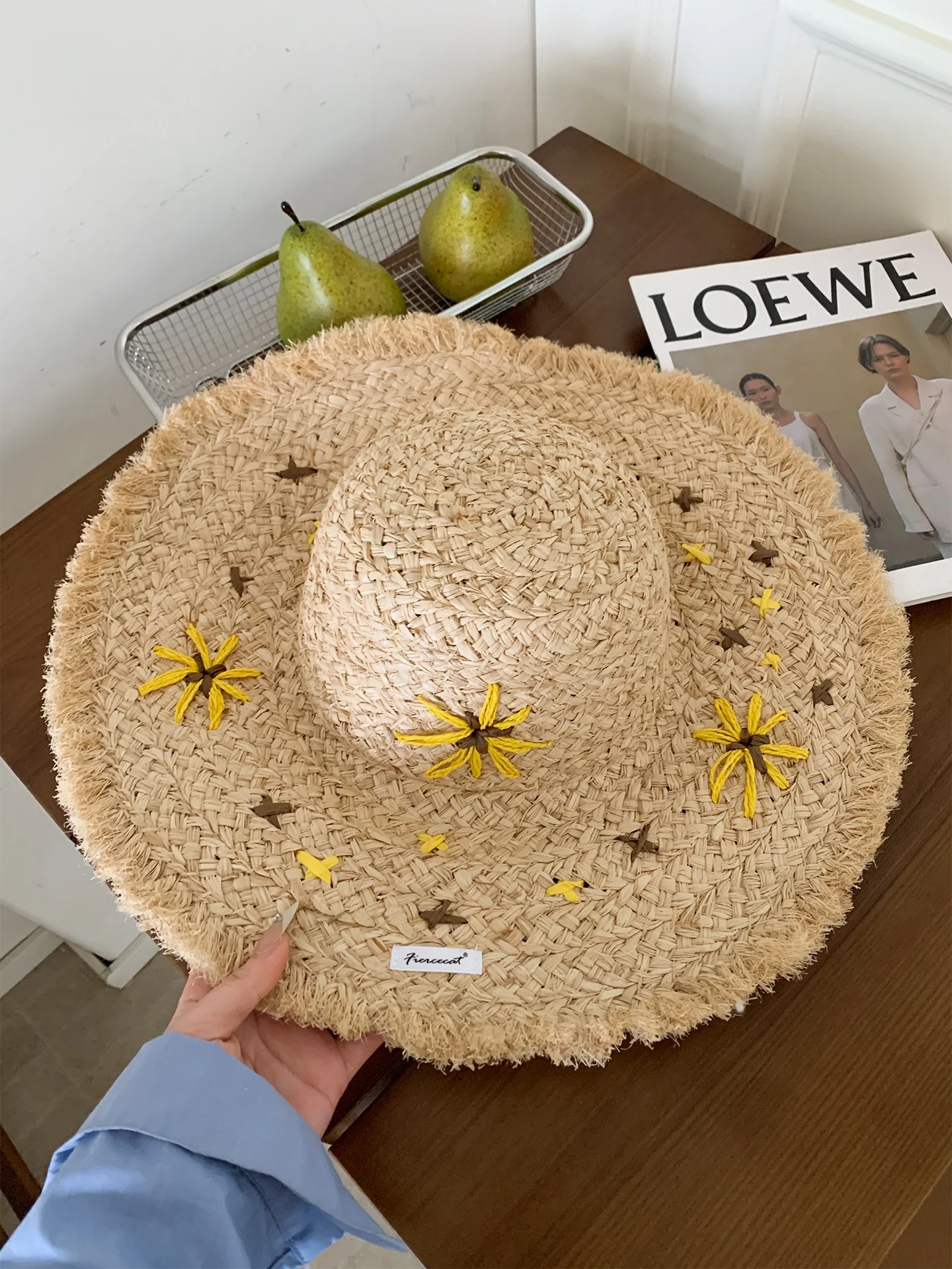 Daisy Trim Raffia Straw Hat Women Summer Holiday Beach Sand Beach Hat Large Brim Sunshade Sun Protection Sun Hat