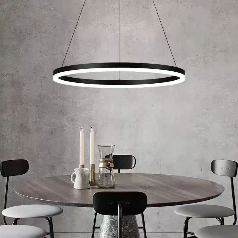 Modern Round Ring Led Pendant Light Minimalist Living Room Dining Room Bedroom Chandelier Home and Interior Decor Lighting Fixtu