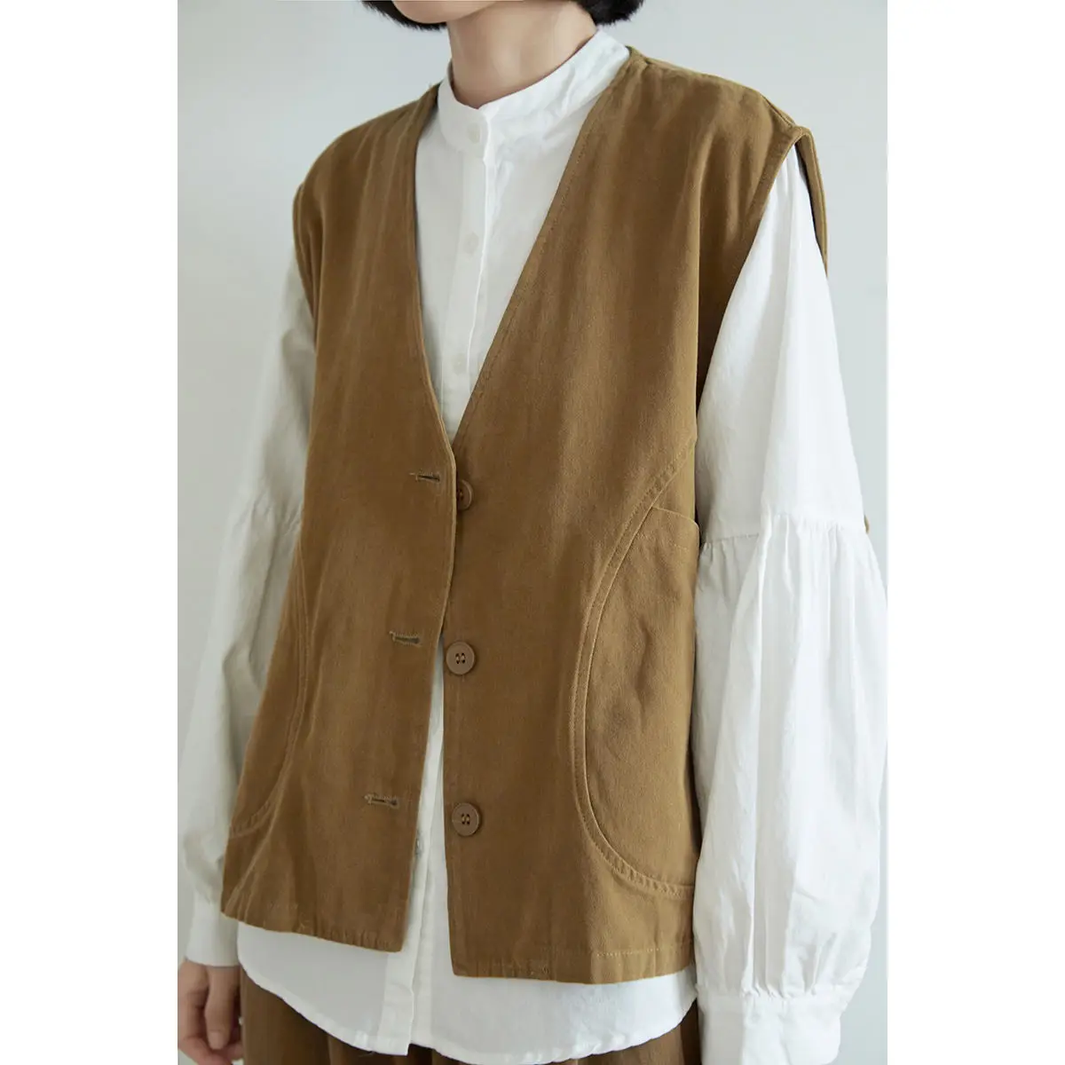 

Loose Fit V-Ne Svel Vest Jaet Men's plus Size 300 Pou Spring Summer Casual Wear Retro Couple's Outfit Top
