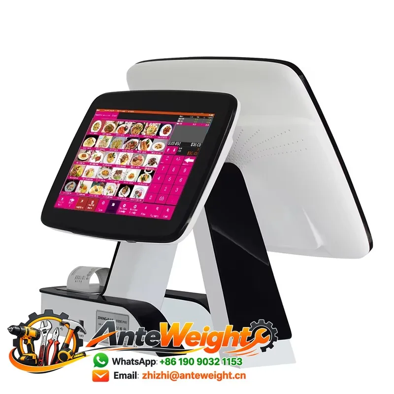 ZHONGJI A7  15inch Dual Screen All-in-One POS Machine Terminal Touch POS System for Cash Register Use