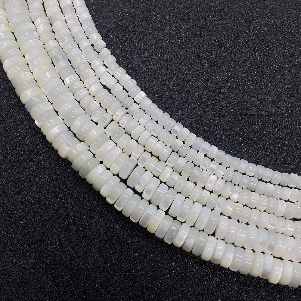 Natural Seawater Shell Beads Round White Mother of Pearl Polished Straight Hole Loose Beads DIY Jewelry Bracelet Necklace