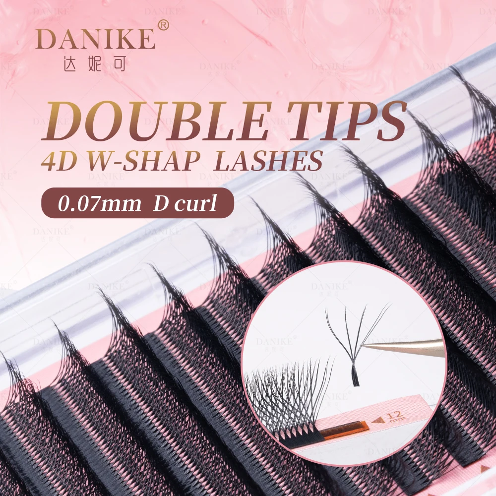 3 uds DANIKE doble punta 4D W forma extensiones de pestañas mezcla 8-15MM D Curl pestañas naturalmente suaves 12 filas volumen pestañas postizas