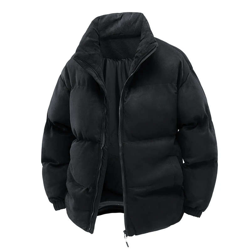 Suede Puffer Jacket Men Thick Warm Winter Jackets Man Parka Coat Casual Fashion New Outwear Coats Stand Collar Mens Clothing Top