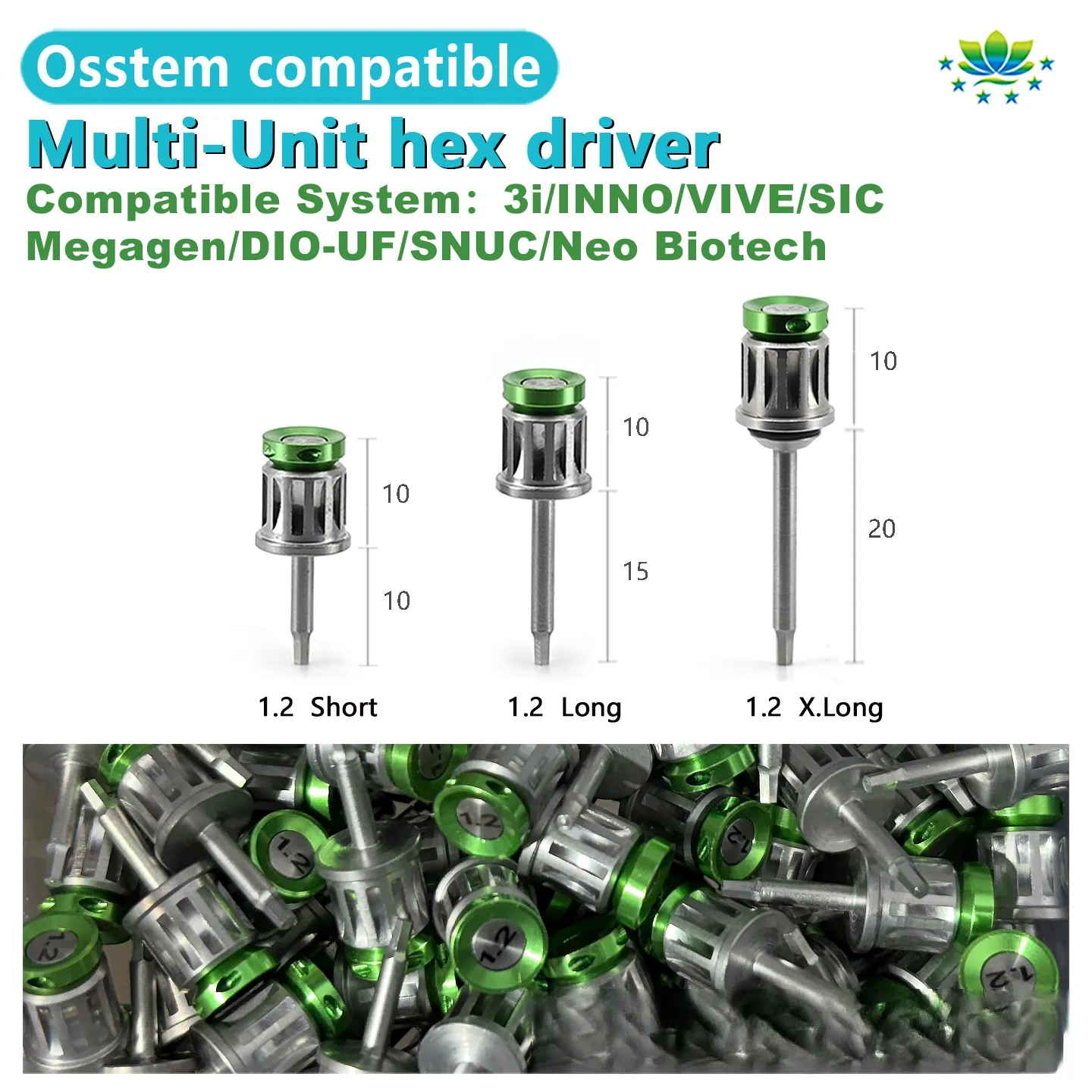 Dental Implant Hand Torque Wrench & 1.2 Hex Screwdriver, Implant Surgery Instrument Kit Compatible with Osstem, 3i, Megagen