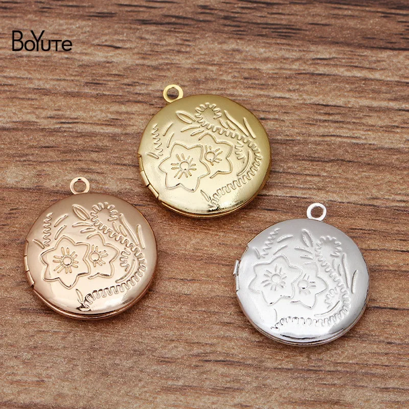 BoYuTe (10 Pieces/Lot) 20*5MM Metal Brass Flower Floating Locket Charms for Jewelry Making