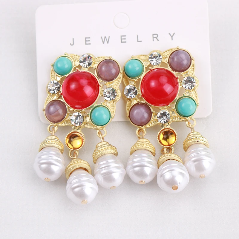 fashion new earrings for women baroque style pendant glass earrings