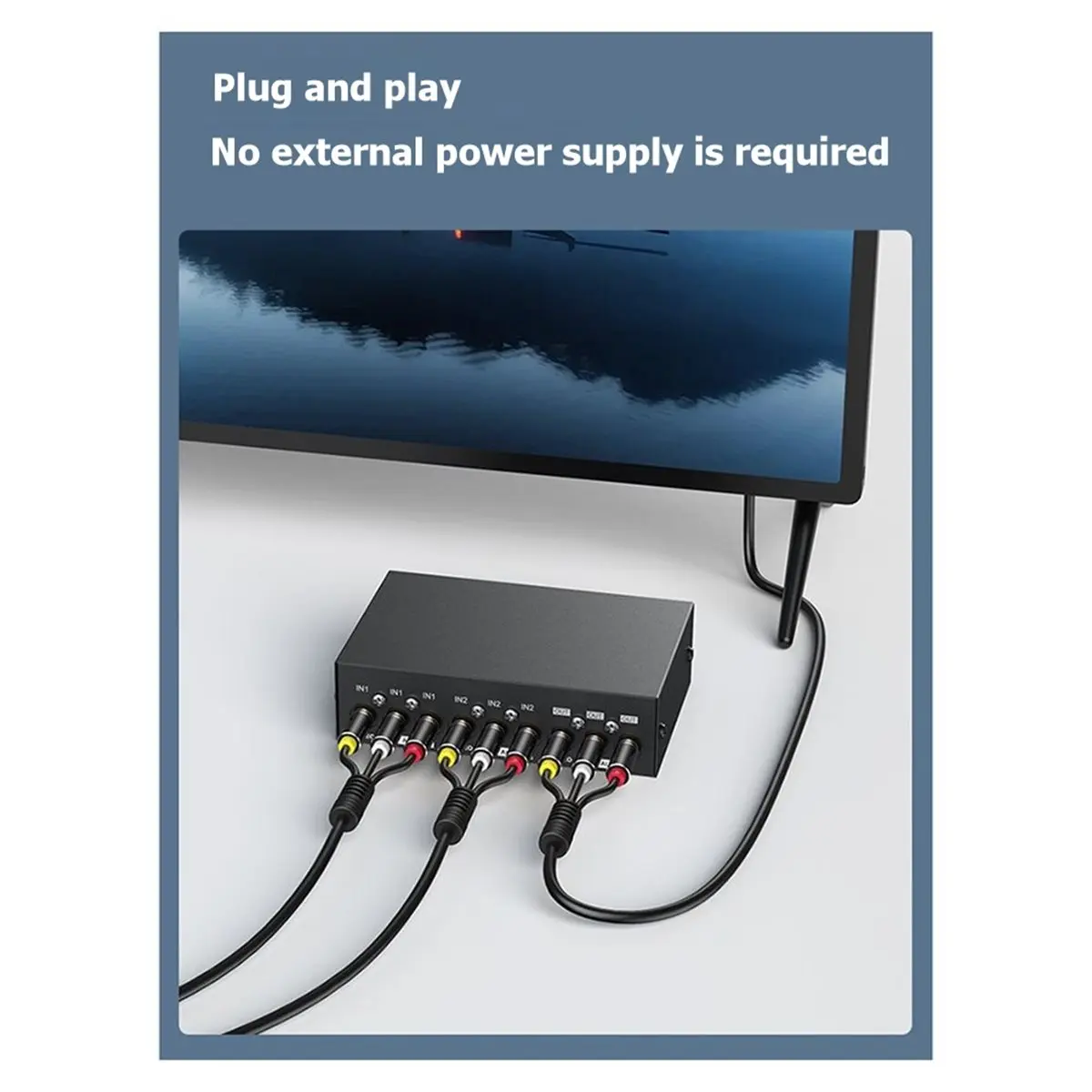 A003 2-Port AV Switch 2-in 1-Out Composite Video Audio Switcher Box for TV DVD Player, /SNES/N64 PS2 Game