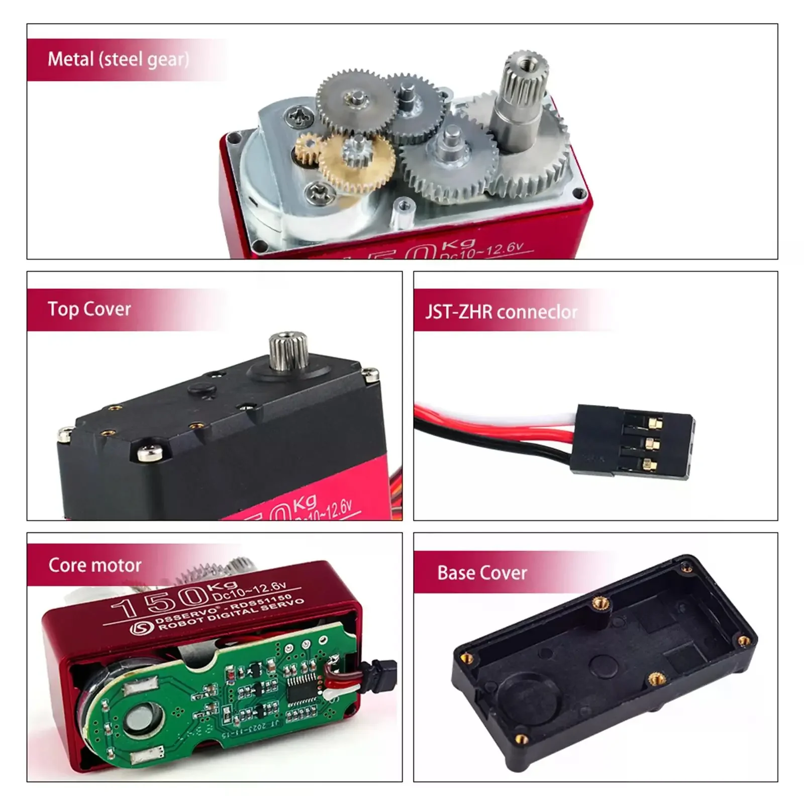 150kg.cm Dual Axis Metal Gear Digitale RDS51150-12V Servo 180/270 Graden met U Montagebeugel Robotic Servo Onderdelen voor RC Auto