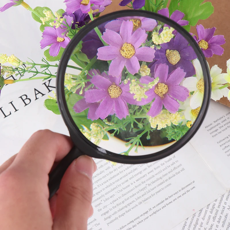 Lightweight 90mm Handheld Magnifier 5X Reading Map Newspaper Magnifying Glass Jewelry Plastic Magnifying Glass