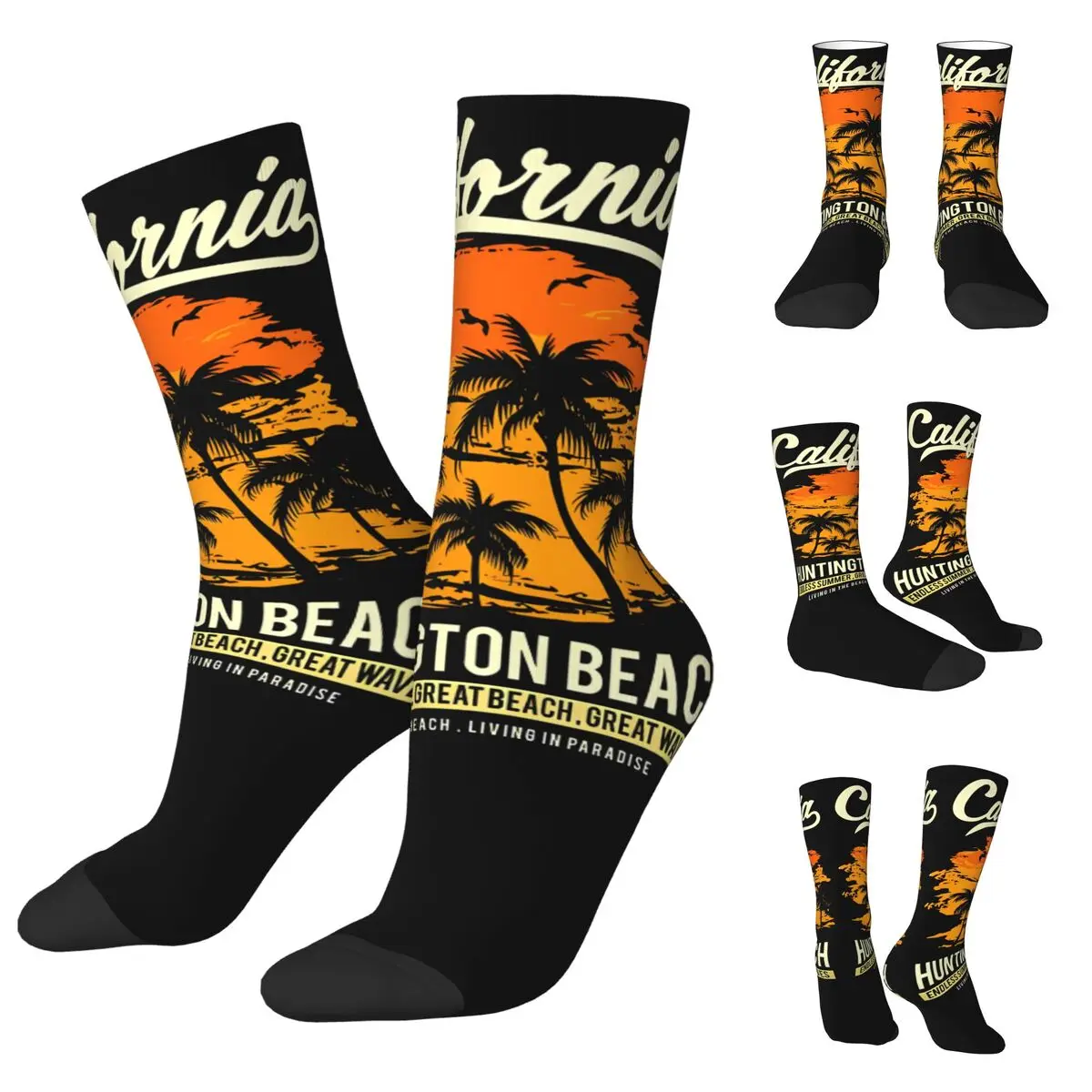 קליפורניה גברים נשים גרביים, חוף החוף המערבי דוב גלישה עמיד הדפסה יפה מתאים לכל עונות השנה הלבשה מתנות