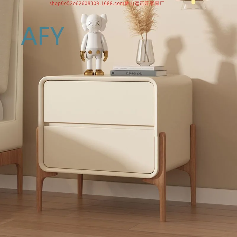 Cream Style New Bedside Table for Bedroom Home Rental Apartment Minimalist Modern Storage Nightstand with Drawers for Small