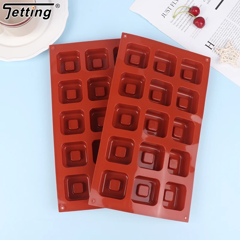 1Pcs 15 Cavity Square Silicone Mold DIY Cake Baking Jelly Pudding Chocolate Mould Ice Cube Muffin Cupcake Biscuit Bake Tray