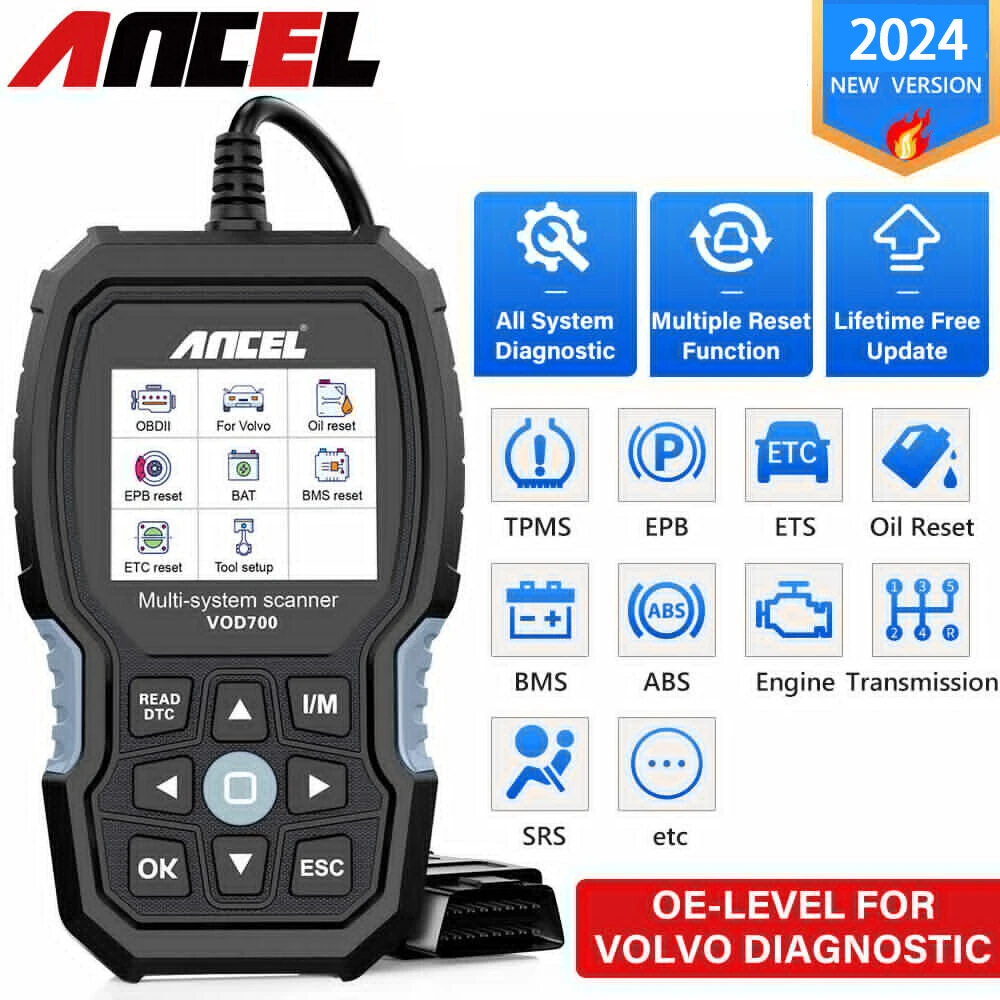 

ANCEL VOD700 ODB OBD 2 Diagnostic Tool Full System OBDII Scanner ABS SAS SRS TPMS EPB Oil Reset for VOLVO Scan Tool