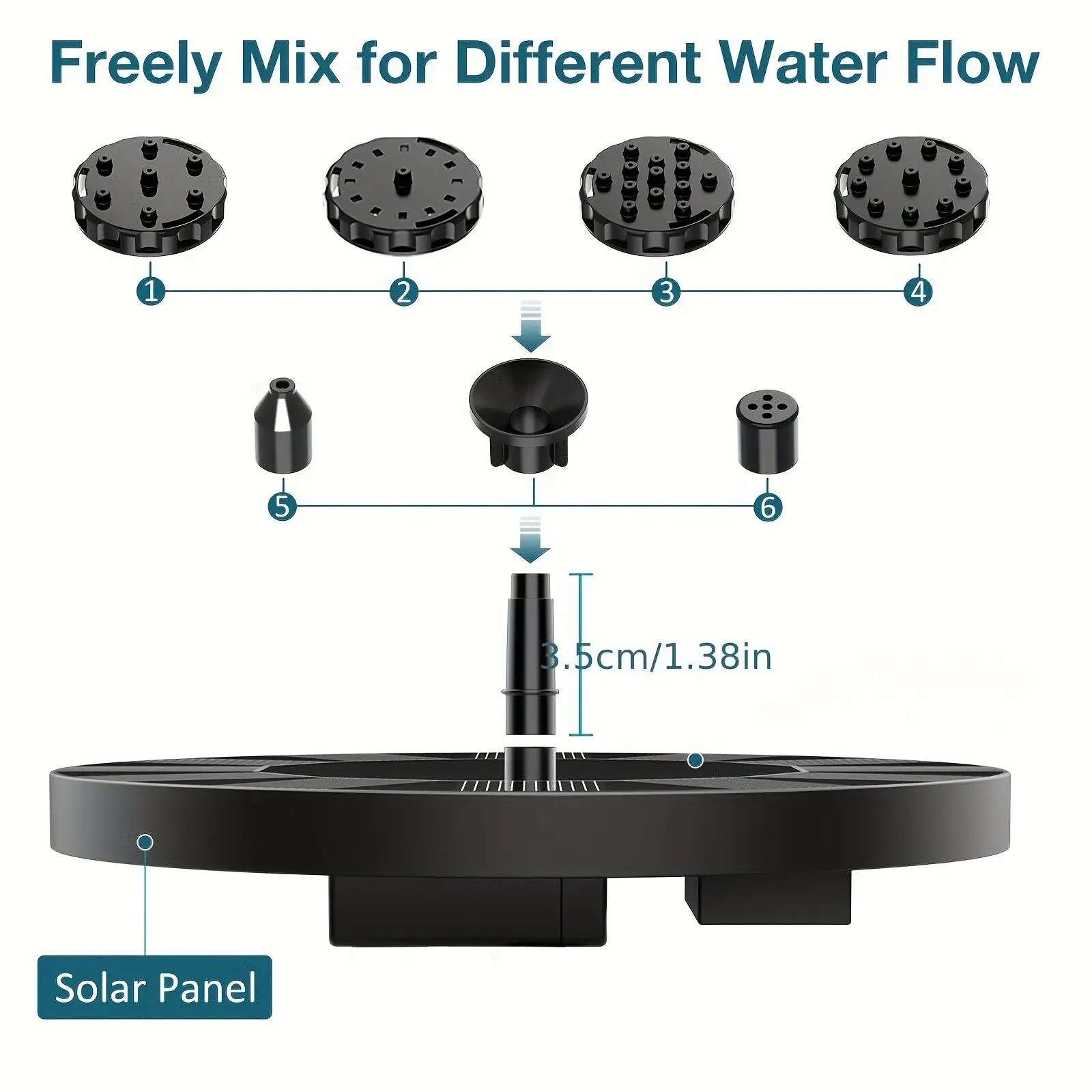 Solar Power Fountain Submersible Water Pump Floating Bird Bath Garden Pond Pool