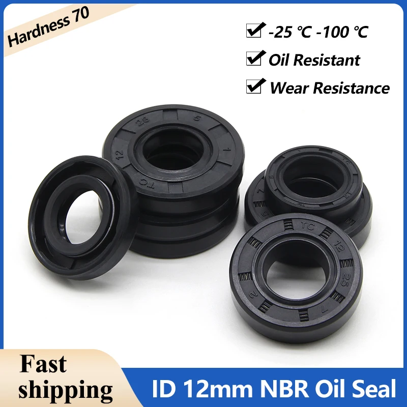 2/5/10pcs  ID12mm NBR Oil Seals TC-12*18/19/20/21/22/23/24/25/26/28/30/32/35*4/5/6/7/8/10 Nitrile Rubber Shaft Double Lip Gasket