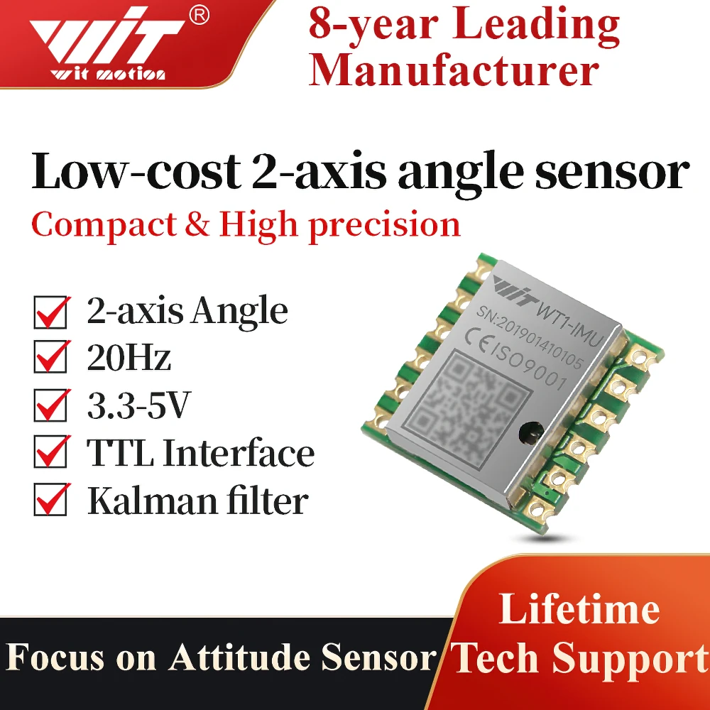 WitMotion WT1-IMU Ultra Low-cost ICM42607 6-axis Inclinometer High-Accuracy Acc+Gyro+Angle (XY 0.2°) with Kalman Filtering