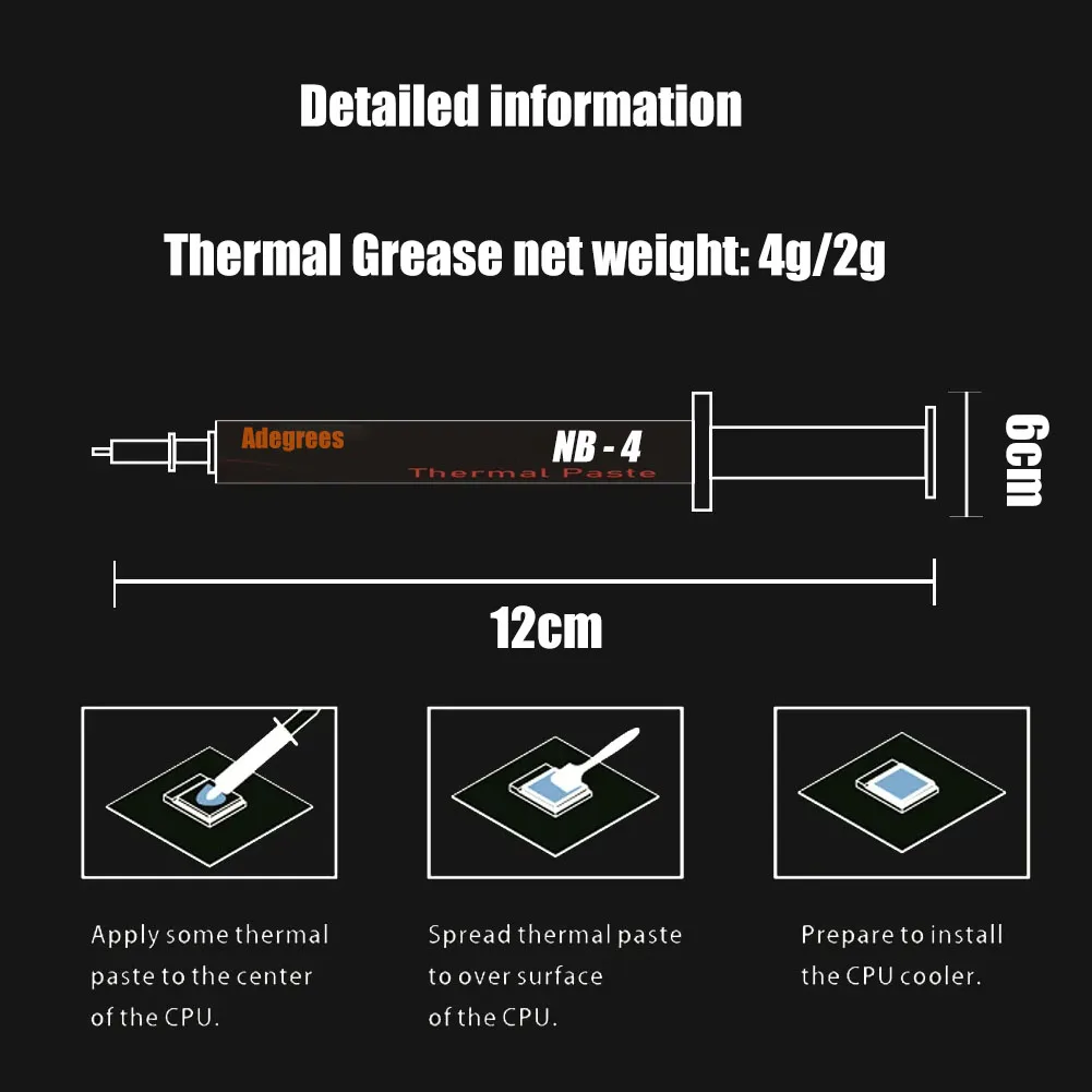 CPU 서멀 실리콘 그리스, CPU 프로세서 GPU 프린터 방열판 냉각 쿨러, 2g 서멀 컴파운드 페이스트, 18 W/M-k