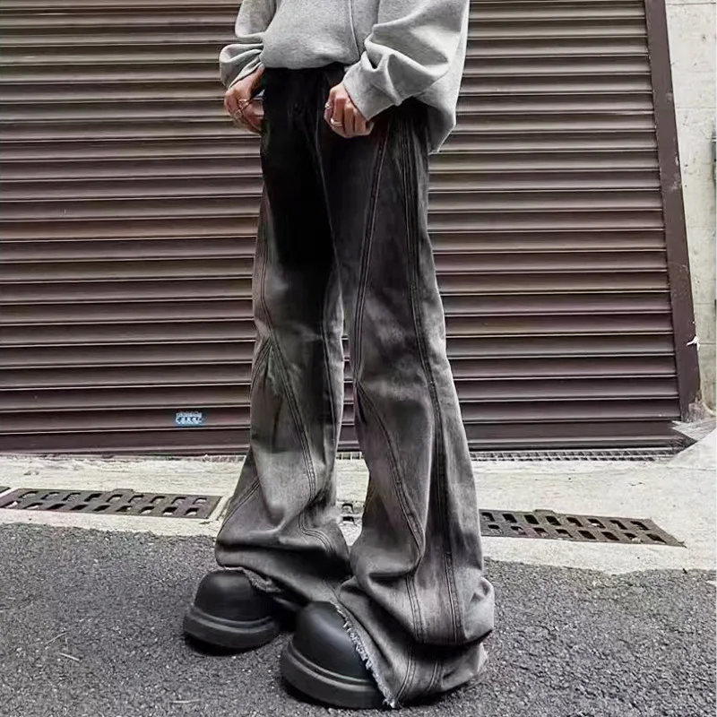 Owen Seak Men's Jeans Streetwear Baggy Y2K Oversized Denim Pants Bell-Bottoms Designer luxury Long Trousers