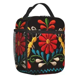 Sac à lunch isotherme avec motif de broderie, Papillons mexicains, Fleur, Kanomi, Impression 3D, Boîte à bento thermique, Refroidisseur, Bureau, Pique-nique, Voyage