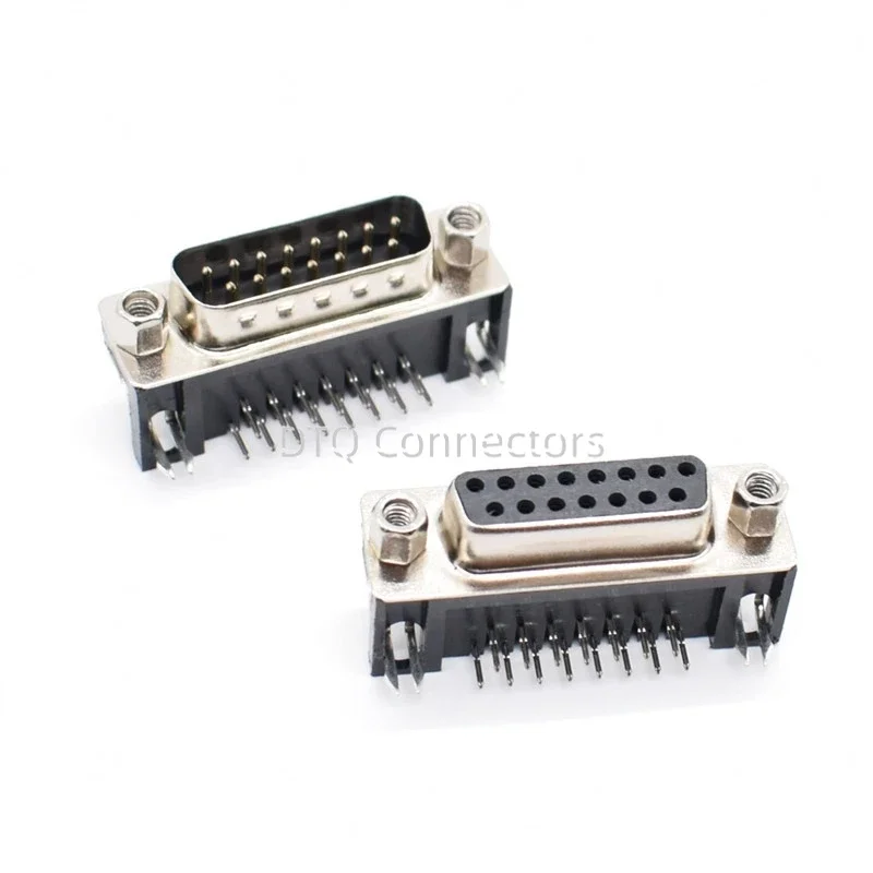 DR15 DB15 D-SUB Angle Angled 15 Pin Female Male PCB Mount Socket Connector