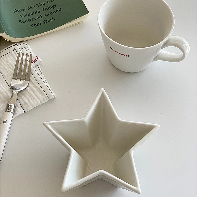 

Creative Solid Color Star Ceramic Bowl Cute Children's Tableware Salad Fruit Plate Restaurant Cooking Dishes Kitchen Utensils