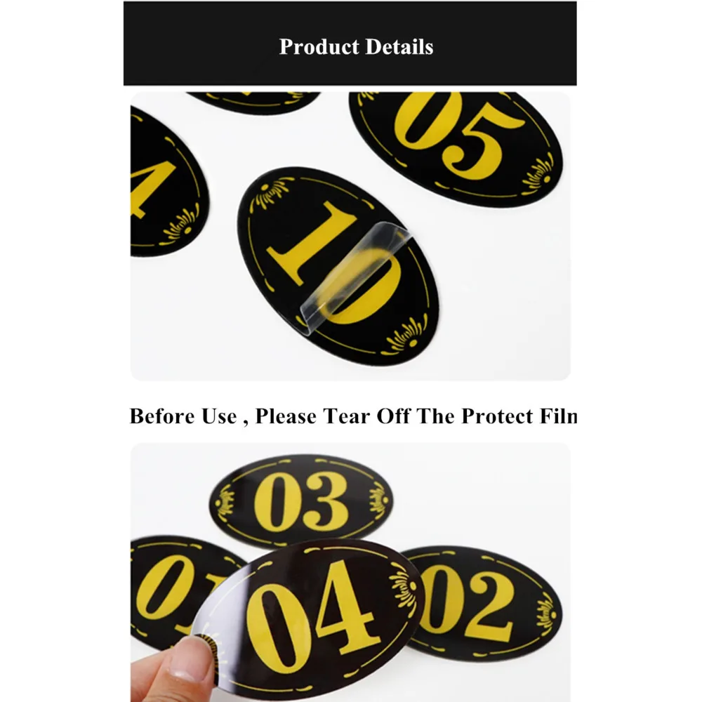 Restaurant Table Numbers Card Tags 01-100 Acrylic Number Holder Stickers Door Number Plate Number