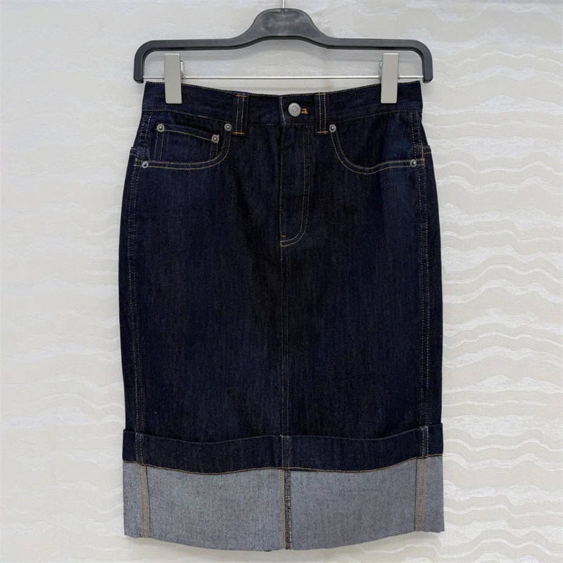

women's skirt New high waisted straight tube skirt for summer 2026 Retro pure cotton denim skirt women's half skirt long skirt