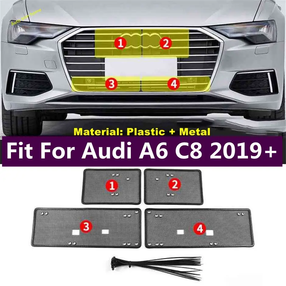 

Center Insect Screening Mesh Front Grille Insert Net Dust Protector Kit Cover Trim For Audi A6 C8 2019 - 2023 Car Accessories