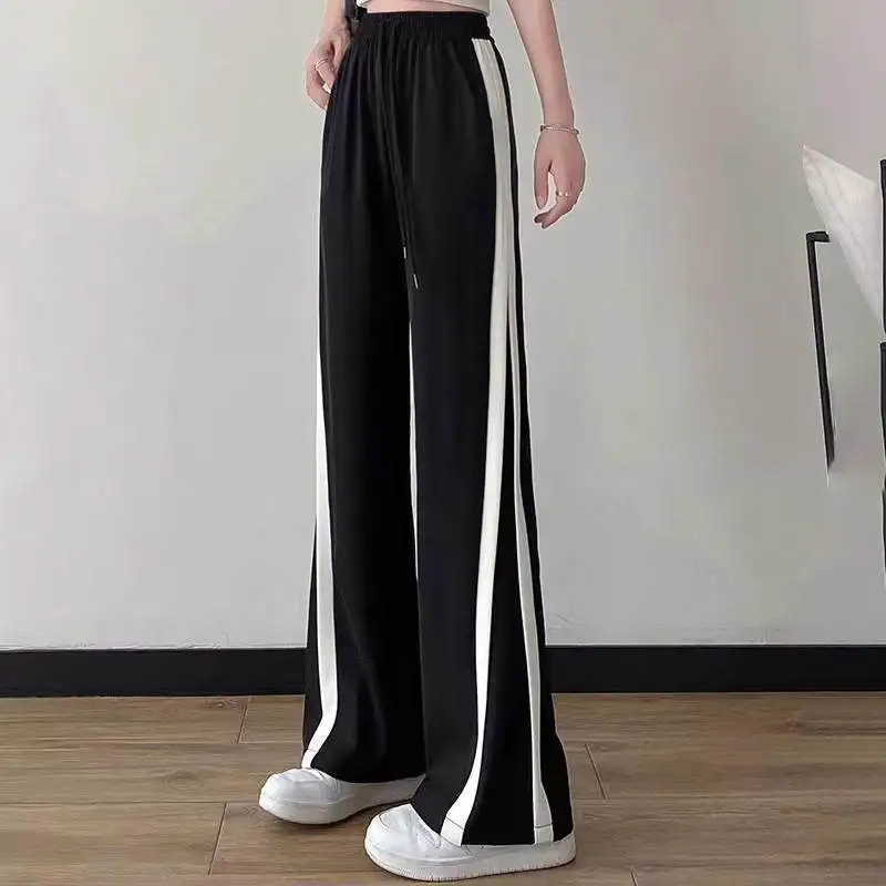 Summer Korean Style Thin Section Elastic Waist Wide Leg Pants Women's Loose Casual Pants