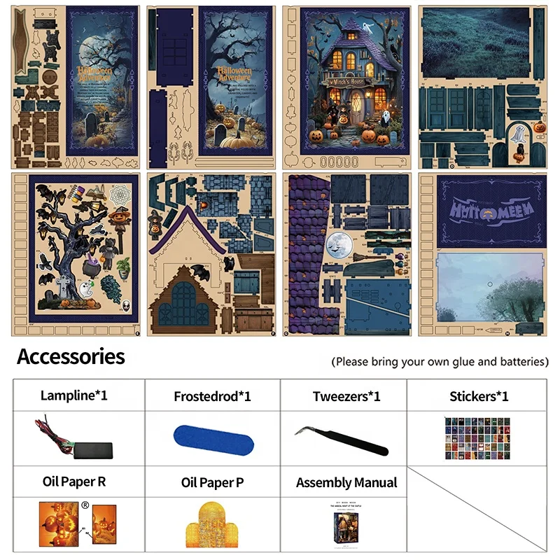 Manufacturer DIY Wooden Toy Set Handmade 3D Wood Puzzle Diy Miniature House Kit for Bookshelf Decorations