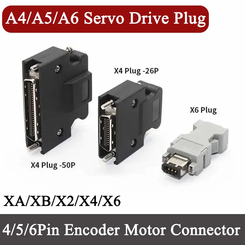 SCSI 26/50Pin I/O Servo Plugs Terminal A4/A5/A6 Servo Drive Plug 4 5 6 Pin for Panasonic XA/XB/X2/X4/X6 Encoder Motor Connector