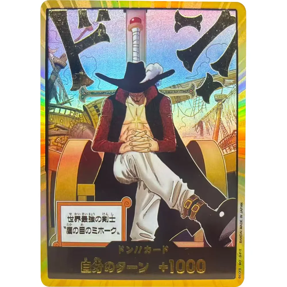 Karty kolekcjonerskie ONE PIECE DIY DON Cards OP14 Dracule Mihawk JPN Wysokiej jakości, samodzielnie robione karty do gry anime, prezent, zabawka