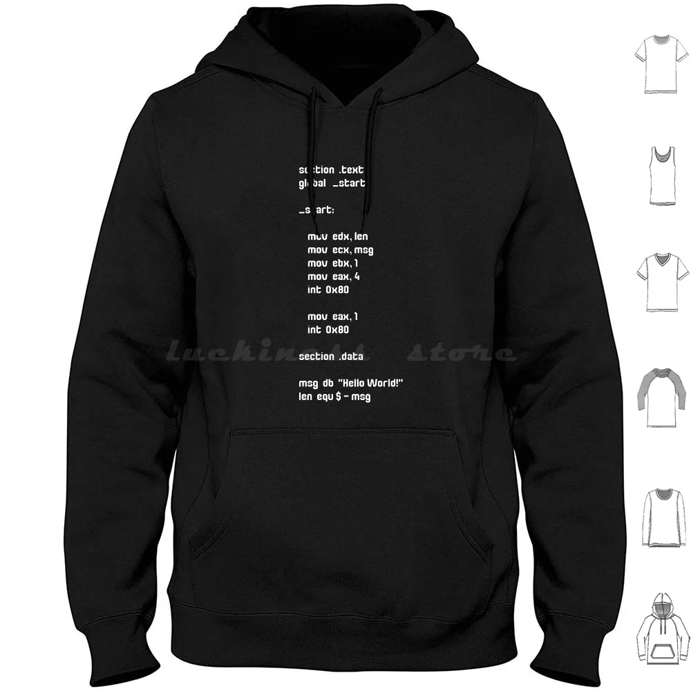 Cyber Security-Hacker-Hello World Assembly Code-Exploit Development Hoodies Long Sleeve Hacker Buffer Overflow