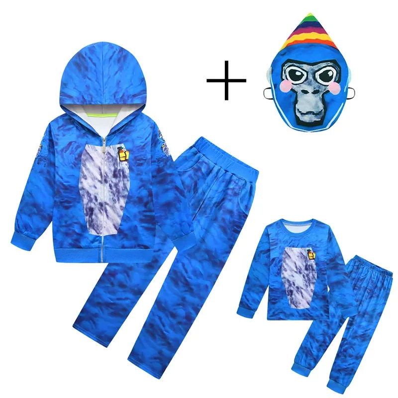 زي تنكري للأطفال على شكل قرد VR Gamer Gorilla Tag Boy Girls سويت شيرت بقلنسوة + بنطلون بدلة أطفال GorillaTag Halloween Chri Anime #2