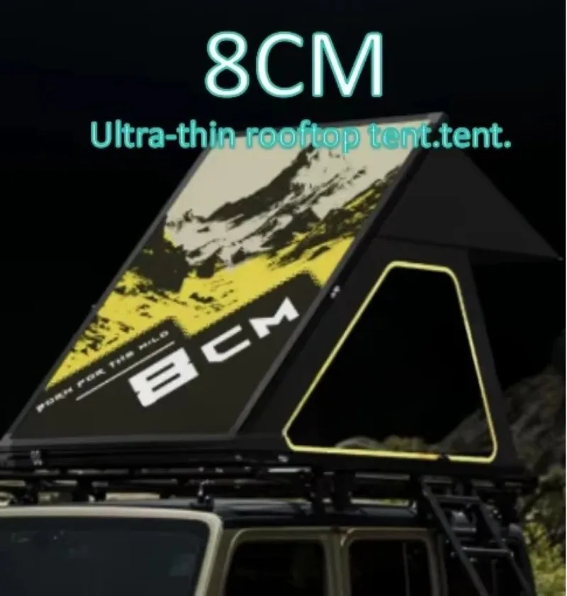 Ultra-thin Double Camping Roof Tent, Waterproof Aluminum Triangle Hard Shell Car Roof Tent