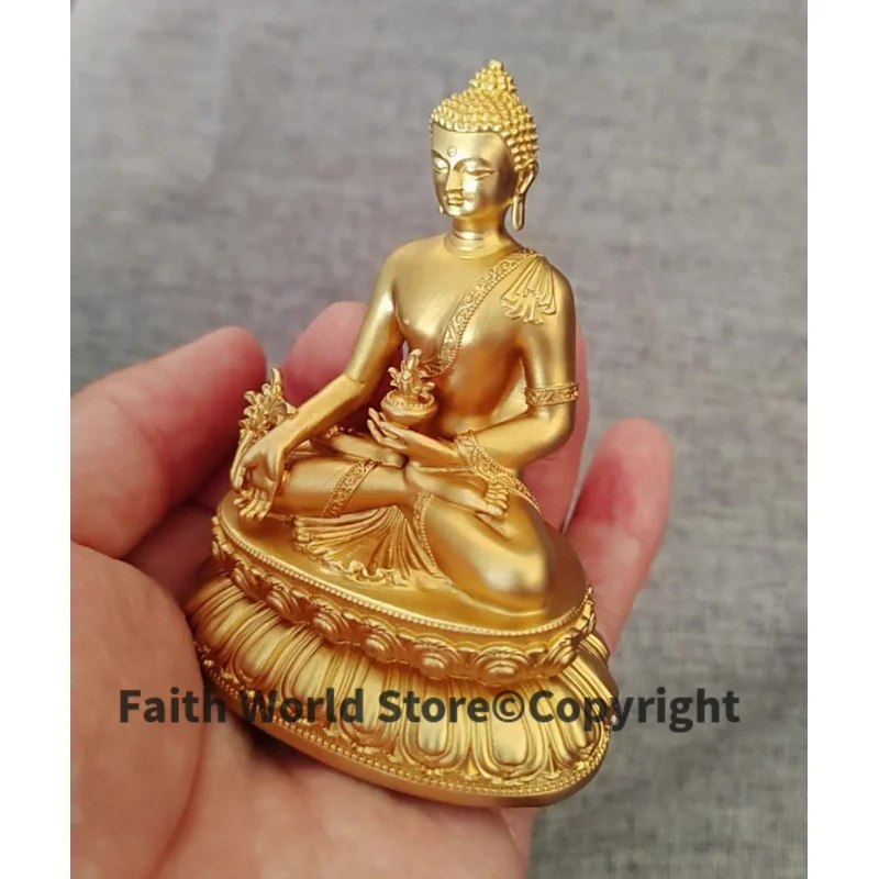 Asia Tibet Thailand Buddhism HOME CAR patron saint gold Medicine Buddha protective talisman copper amulet Bless safety good luck