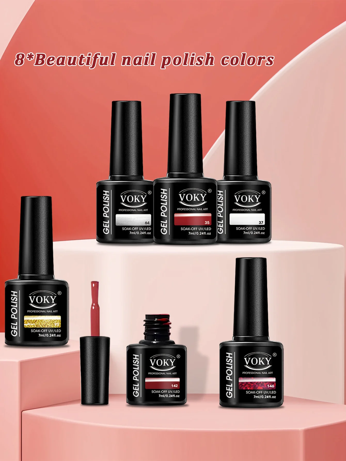 Zestaw lakierów hybrydowych VOKY, 8 sztuk, zdejmowalny wzór na paznokcie UV, prezent dla kobiet, prezent na Boże Narodzenie