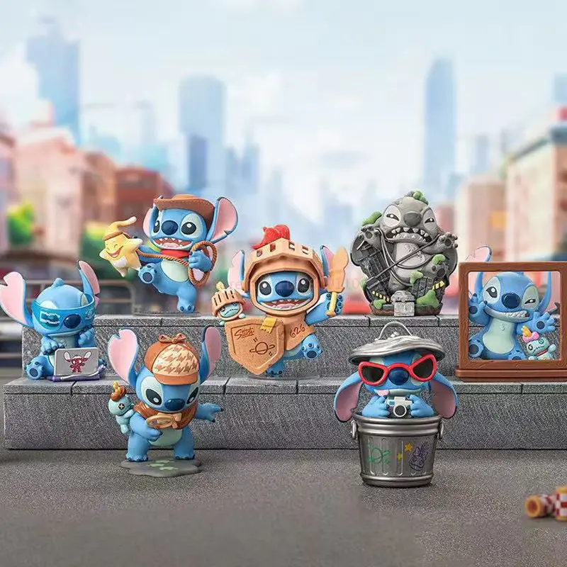 

Серия слепых коробок Stitch City Adventure, модные фигурки, украшения для рабочего стола, креативные подарки на Хэллоуин, официальное новое поступление